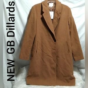 (BX51)FLASH SALE! NWT GB Dillards Classy Long Beautiful Camel Color Winter Coat